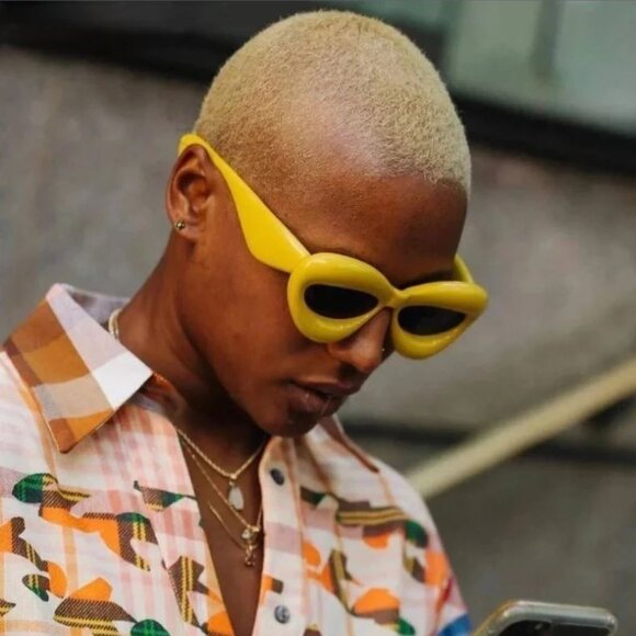 Women Sunglasses Fashion Celebrity Style Yellow Frame Thick Frame Outdoor Party - Picture 3 of 5